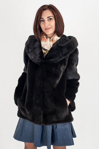 Black mink fur coat  Aktava