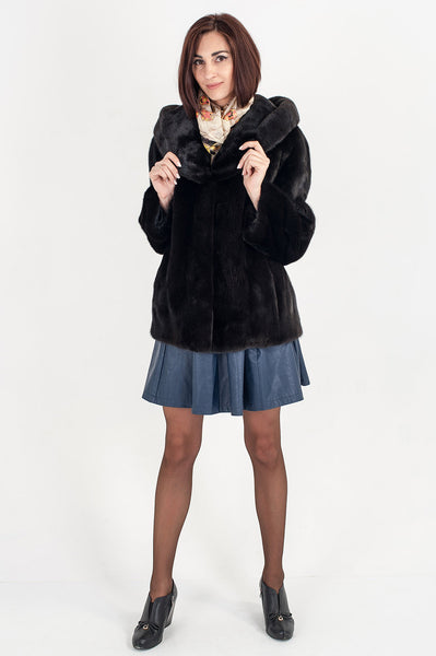 Black mink fur coat  Aktava