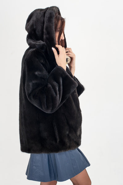 Black mink fur coat  Aktava