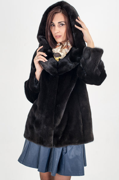 Black mink fur coat  Aktava