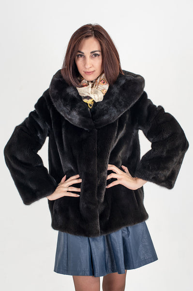 Black mink fur coat  Aktava