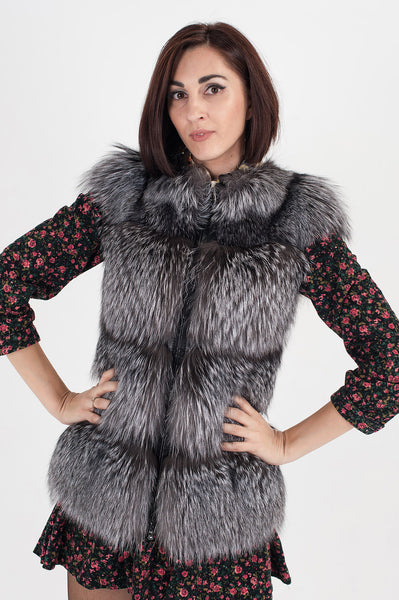 Grey silver fox vest  Meredit