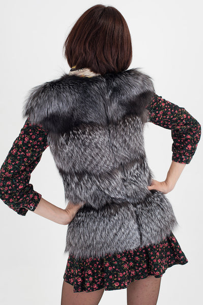 Grey silver fox vest  Meredit