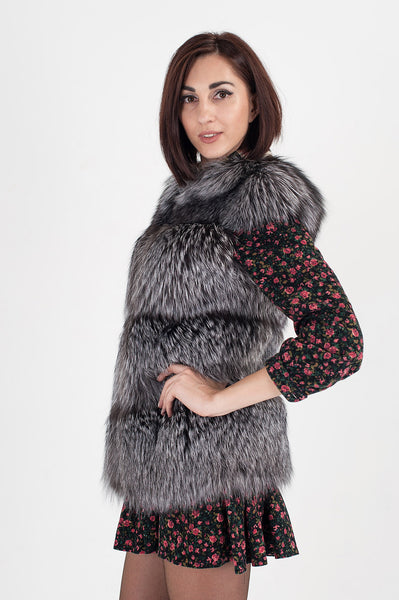 Grey silver fox vest  Meredit