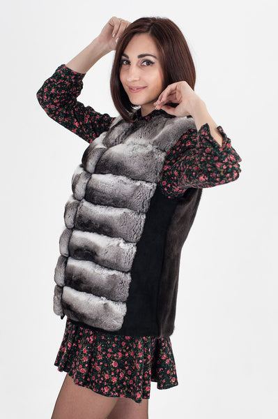 Black-grey Shinshu fox vest  Joanie