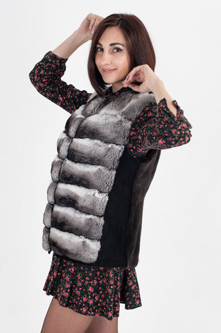 Black-grey Shinshu fox vest  Joanie