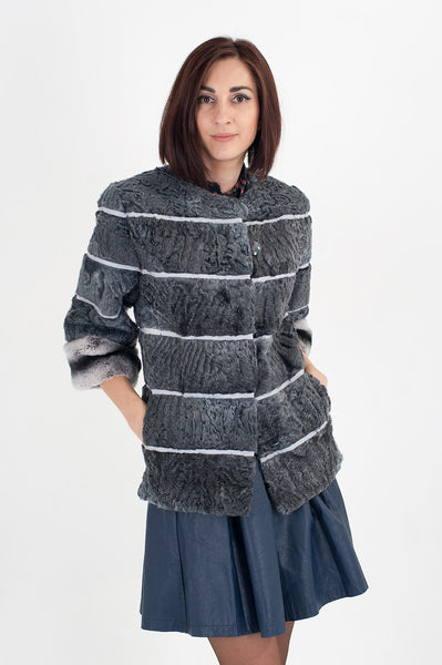 Grey karakul fur coat Olivia