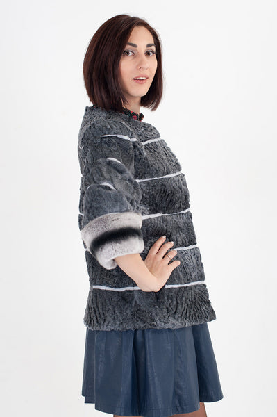 Grey karakul fur coat Olivia