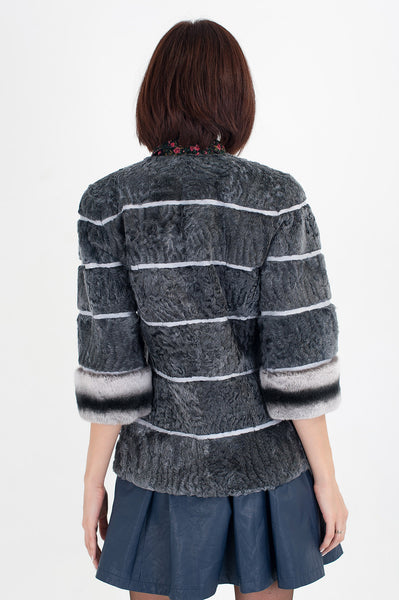 Grey karakul fur coat Olivia