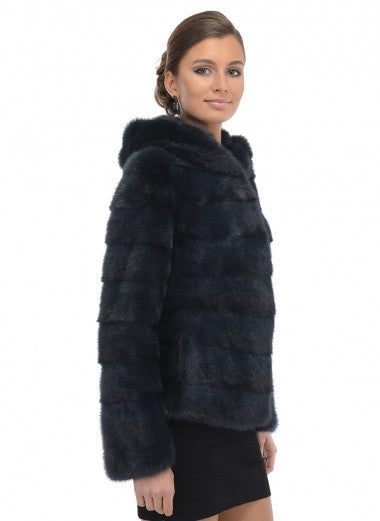 Dark blue mink fur coat Felisa