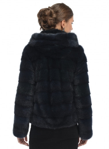 Dark blue mink fur coat Felisa