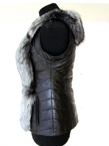 Black silver fox vest  Sofia