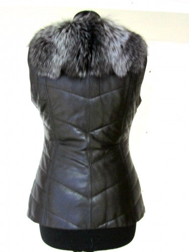 Black silver fox vest  Sofia