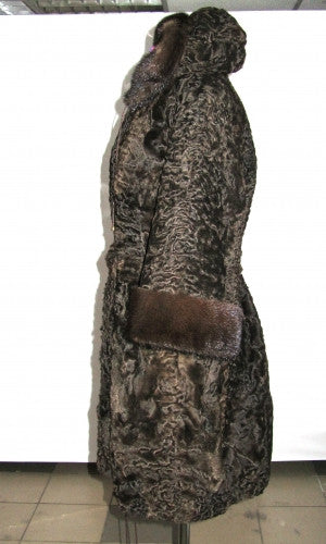 Brown karakul fur coat Cleo